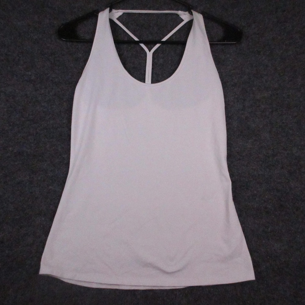 Alo Tank Top Womens XS White Built In Bra Strappy Y Back Yoga Camisole Athletic
